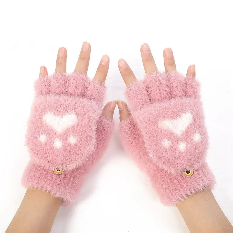 Winter Cat Claw Knit Gloves