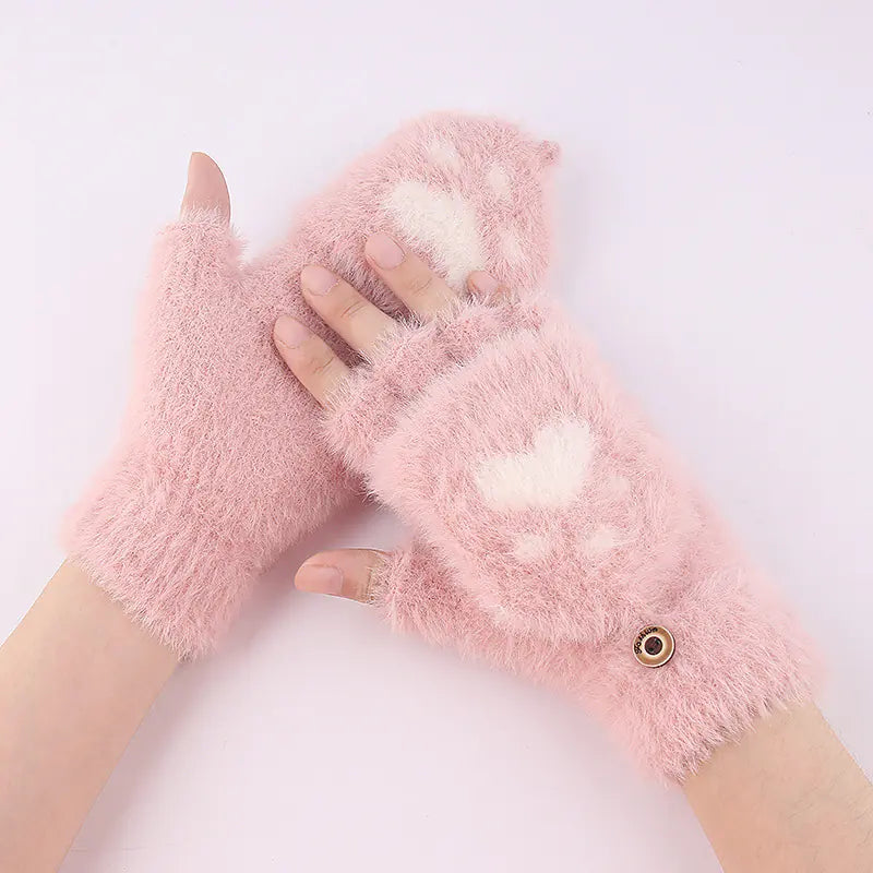 Winter Cat Claw Knit Gloves