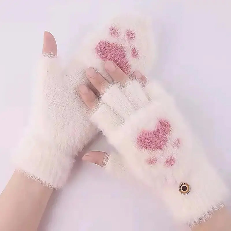 Winter Cat Claw Knit Gloves