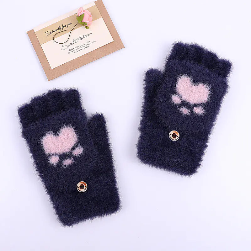 Winter Cat Claw Knit Gloves